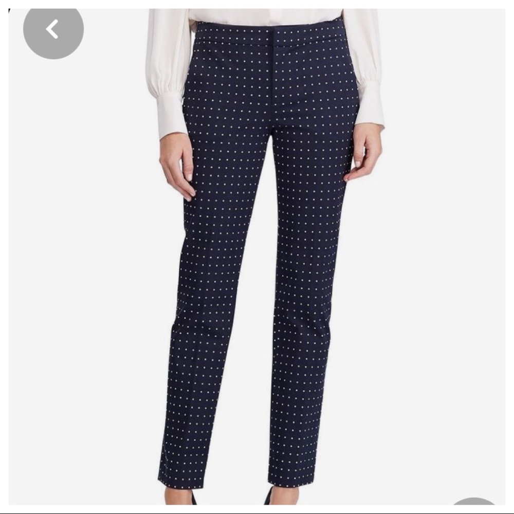 Loft Navy Polka Dot Marisa Skinny Ankle Pants